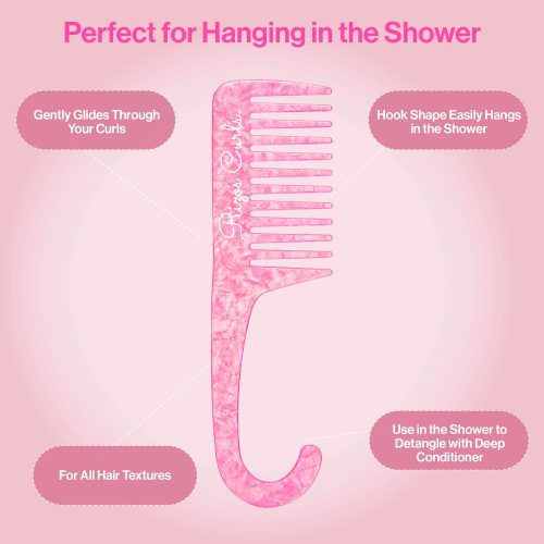 RizosCurls PinkHangingShowerComb Hook